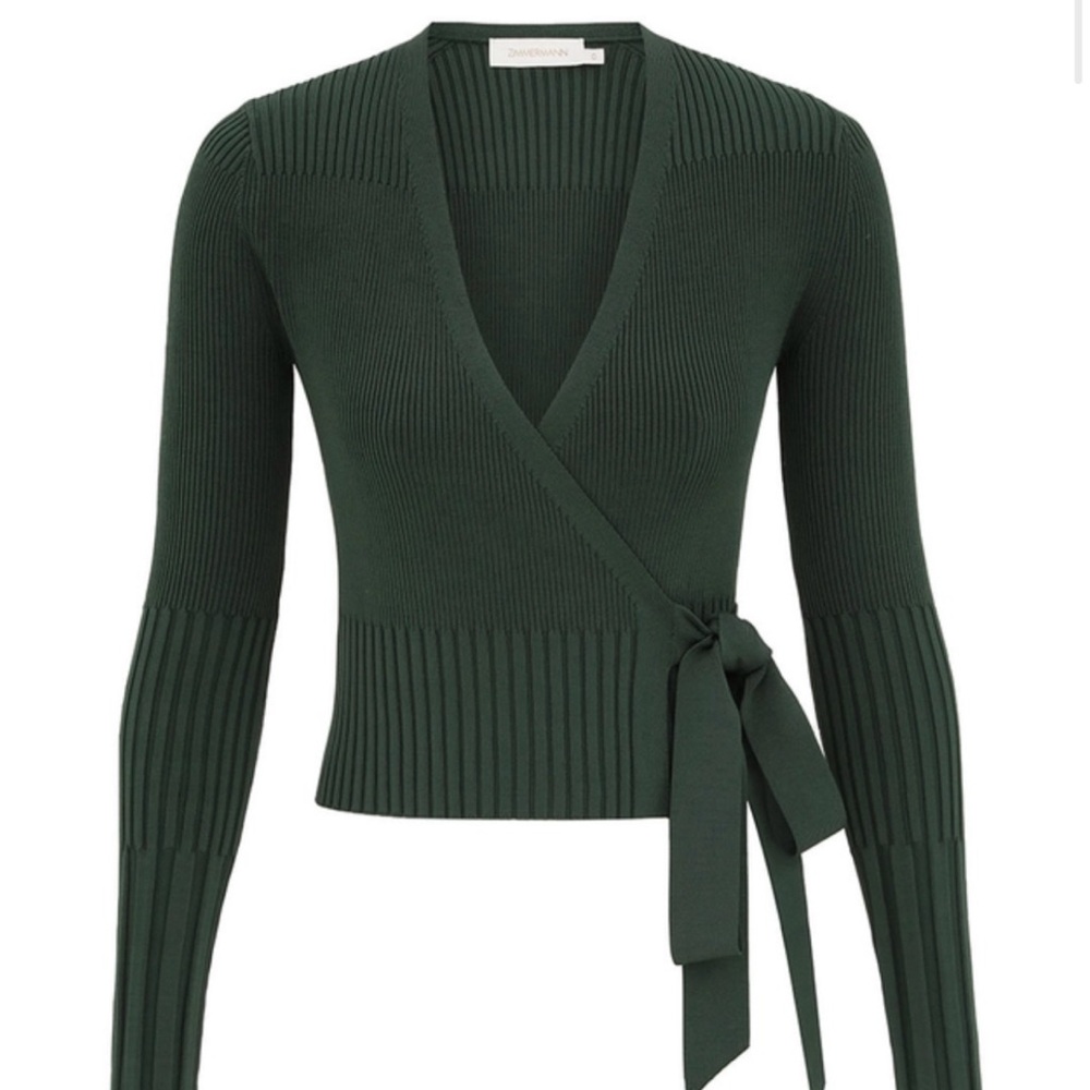 Zimmermann Wrap Rib Cardigan Green New Without Tags